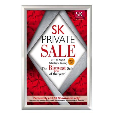 Window Display 11x17 Snap Frame Poster Sign Holder | Two-Sided Silver Metal Frame Finish