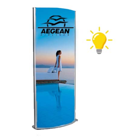 Illuminated Curved Totem Floor Display Double Sided | Posters 27 x 77