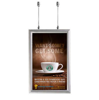 Ceiling Mount Display 11x17 Snap Frame Poster Sign Holder | Two-Sided Silver Metal Frame Finish
