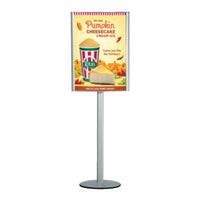 Convex Sign Holder Silver Poster Stand (for 18” x 24” Posters with Single Post)