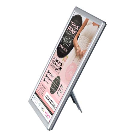 8x10 AD Promo Snap Frame in Silver Metal Finish | Stand on Counter Top, Tabletop, Shelf or Wall Mount