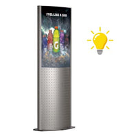 Illuminated Curved Totem Floor Stand Display Double Sided with Decorative Panel | Posters 24 x 36