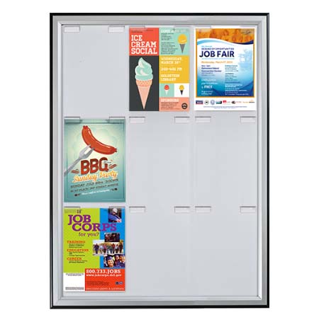 Two-Color Wall Snap Frame Holds Up to Nine 8.5 x 11 Paper Size | Black and Silver Combo Metal Frame Finish