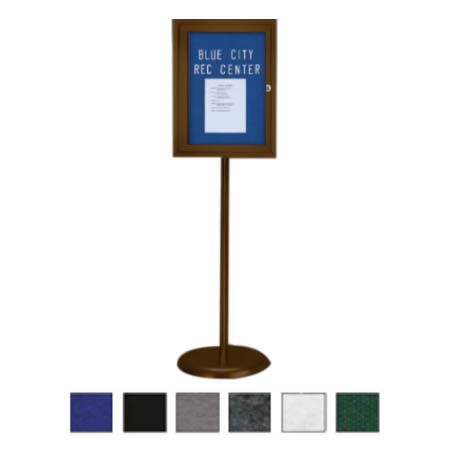 Indoor Enclosed EASY-TACK Board Floorstand 18 x 24 | Single Locking Door, Bronze