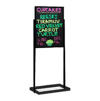 24 x 36 Wet Erase Black Marker Board Sign Holder Free-Standing on Two Posts with Open Face Board, Double-Sided, Black Aluminum