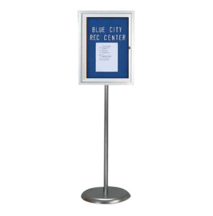 Adjustable Pedestal Floor Stand with Rotating and Tilting Sign Frame for  11” x 17” Menus, Posters and Signs