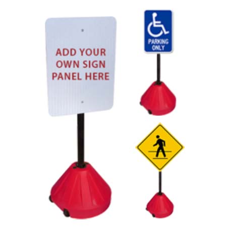 Rolling Outdoor Sidewalk Portable Sign with Single Post (Varying Pole Heights 48" or 58") RED BASE
