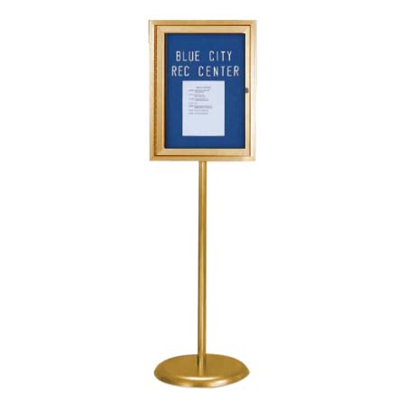 18 x 24 Bulletin Cork Board Single Pedestal  Gold Locking Display Case –  Displays4Sale