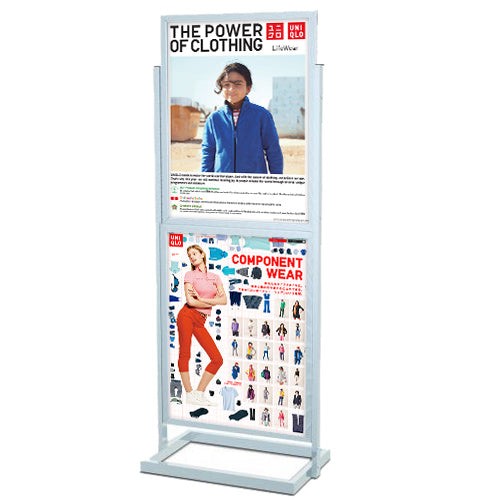 TWO TIER SIGN HOLDER POSTER STAND (SHOWN in SILVER)