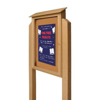 20x20 Outdoor Message Center with Posts and Cork Board Wall Mounted - LEFT Hinged