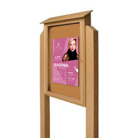 20x30 Outdoor Message Center with Posts and Cork Board Wall Mounted - LEFT Hinged