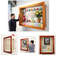 WIDE WOOD SHADOW BOX 22 x 28 WITH SHELVES (4" DEEP) | WALL MOUNT