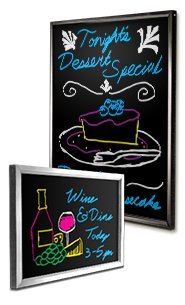 Upscale Hospitality Wall Mount 22x28 Black Marker Board Display Frames | Brass Frames | 25 Colors