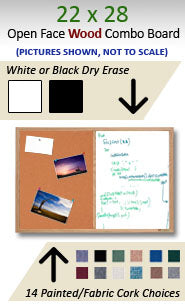 22" x 28" Combo Bulletin Board & Dry Erase White - Black Marker Board