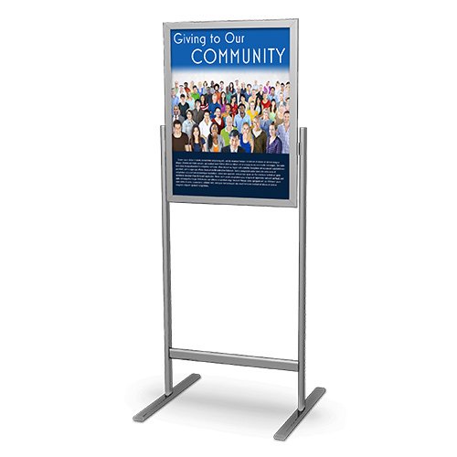 DOUBLE PEDESTAL SIGN STAND WITH 22x28 FRAME (SHOWN in SILVER)