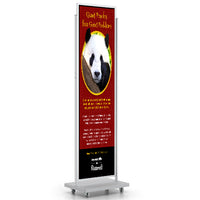 1 Tier Heavy Duty Rolling Powerhouse Large Poster Stand 94" Tall with 22x84 Top Load, Double-Sided Sign Holder Frame | Satin Silver Finish | Locking Wheels