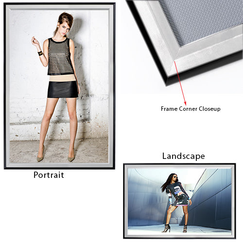 Double Color 24 x 36 Snap Frame can be mounted in portrait or landscape position.