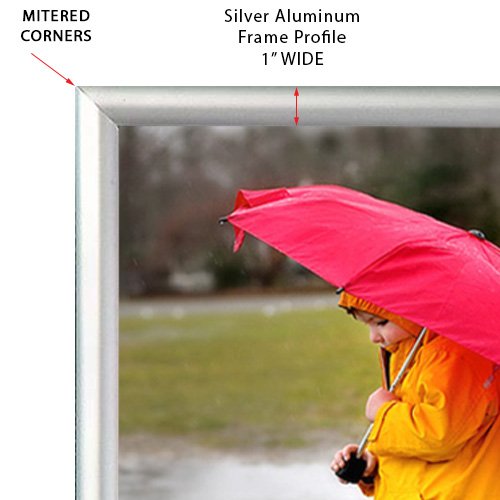 24x36 Lockable Snap Poster Frame - 1.25 inch Silver Mitered Profile