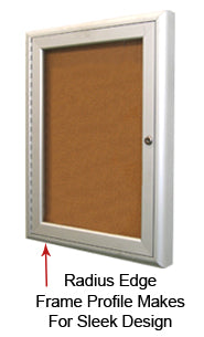 Indoor Enclosed Bulletin Board 27" x 40" with Radius Edge Corners | Black Display Case