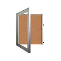 18 x 24 SwingFrame Designer 4 Inch Deep Shadow Box Display Case w Cork Board and Light - Metal Framed