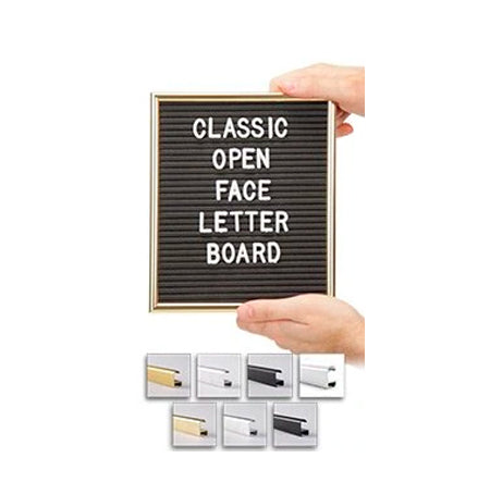 Access Letterboard | Open Face 8x12 Framed Black Vinyl Letter Board with Classic Style Metal Frame