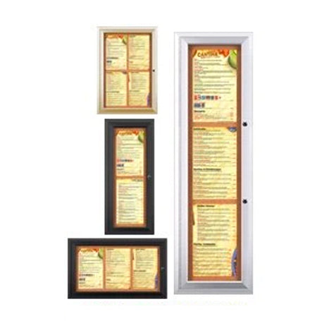 Enclosed Outdoor Menu Cases | Ideal for 8 1/2" x 14" Portrait Size Restaurant Menus | Radius Edge Cabinet Corners
