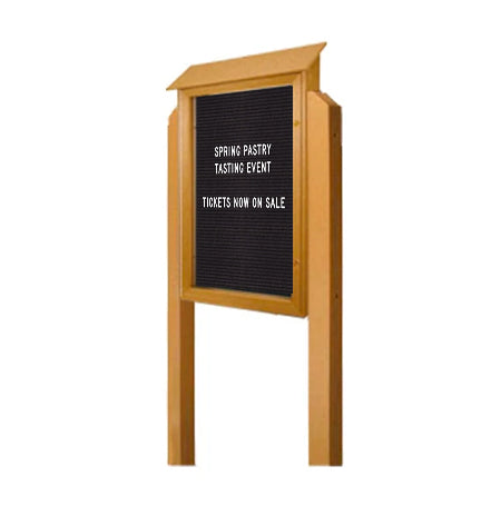Free Standing 30x30 Single Door Outdoor Letter Board Message Center with Posts - Left Hinged