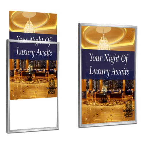 30x40 Deluxe Satin Aluminum Sign Holder Wall Poster Displays | Top Loading Frame Design
