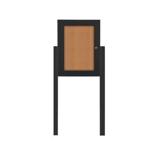 SwingCase Standing 36x36 Outdoor Bulletin Board Enclosed with 2 Posts | Single Door Metal Cabinet