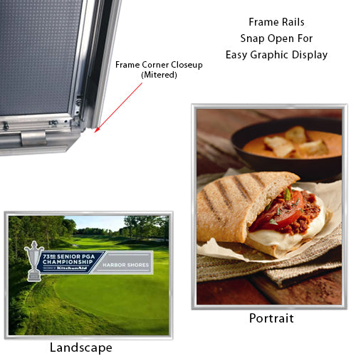 36 x 48 Snap Frame with Mitered Corners Wall Mounts in Portrait or Landscape Position