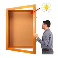 4" Deep LED Lighted Large Shadow Box Display Case with Cork Board | Wide Wood SwingFrame | 25+ Sizes