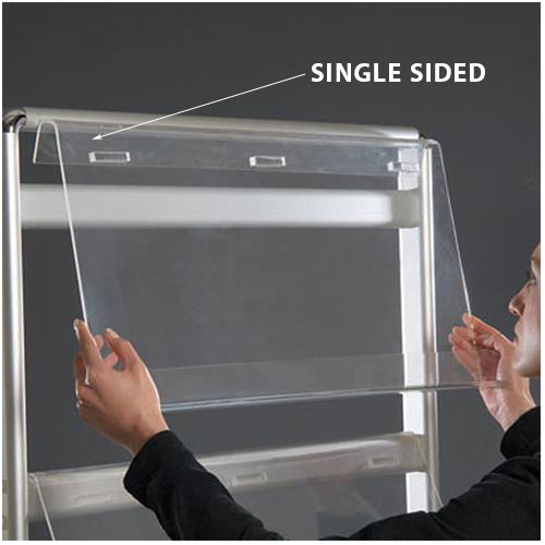 Easy Assembly. Screw your FOUR-TIERED single sided literature display together, then insert acrylic brochure holders through the openings.