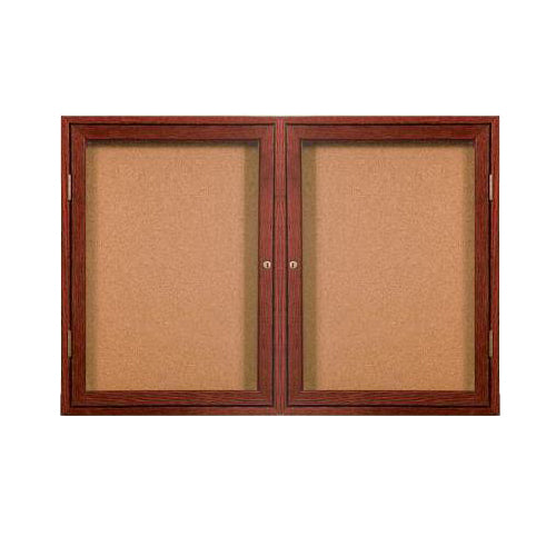 WOOD ENCLOSED 40x50 BULLETIN BOARD WITH 2 DOORS (SHOWN IN CHERRY)