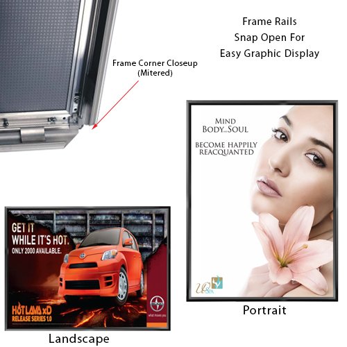 40 x 60 Snap Frame with Mitered Corners Wall Mounts in Portrait or Landscape Position