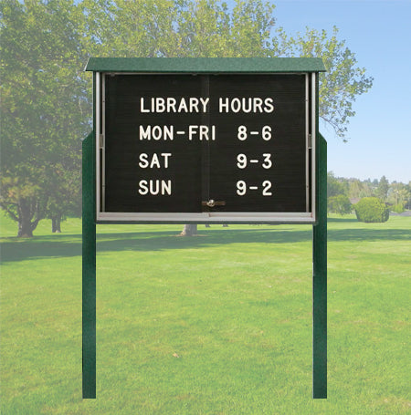 Free Standing 60x40 Outdoor Message Center Letter Board with Sliding Doors