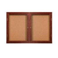 WOOD ENCLOSED 50x50 BULLETIN BOARD WITH 2 DOORS (SHOWN IN CHERRY)
