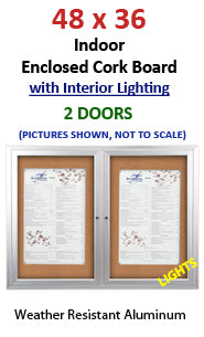 60 x 36 Indoor Lighted Bulletin Boards 2-Door