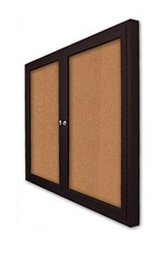 Lockable Indoor Display Case 2 Door with Cork Board Interior