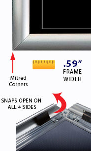 8.5x11 Mitered Corners Snap Frame with .59" Wide Silver Sign Frame Profile