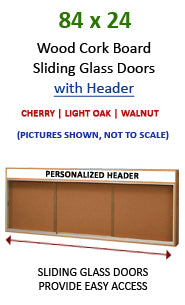 84x24 Indoor Information Board Message Centers w Tempered Glass Doors 