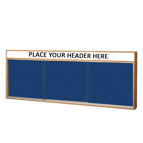SLIDING GLASS DOOR WOOD FRAMED BULLETIN BOARD WITH COBALT ACCENT FABRIC