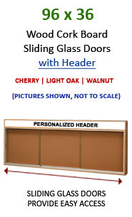 96x36 Indoor Information Board Message Centers w Tempered Glass Doors 