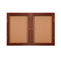 WOOD ENCLOSED 96x36 BULLETIN BOARD WITH 2 DOORS (SHOWN IN CHERRY)