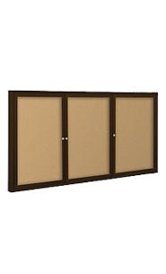 Lockable Indoor Display Case 3 Door with Cork Board Interior