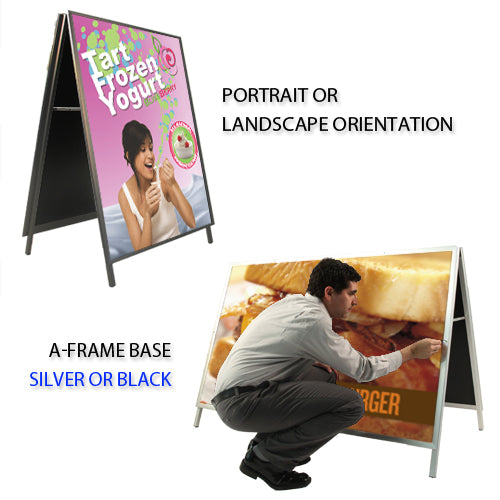 16x20 A-FRAME SECURITY SIGN HOLDER with SNAP OPEN FRAME AVAILABLE IN BOTH PORTRAIT AND LANDSCAPE ORIENTATION