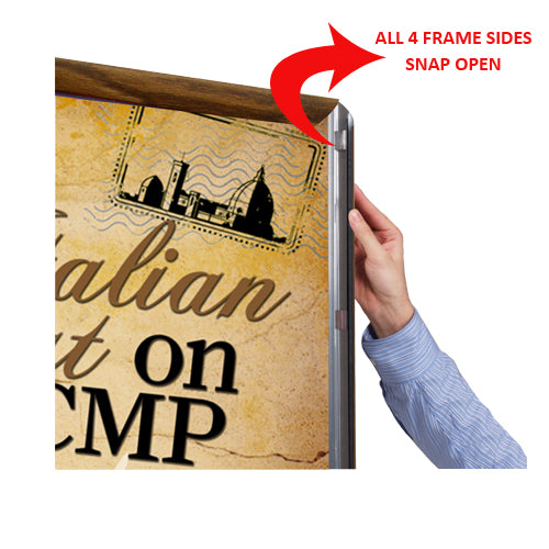 SNAP OPEN all 4 WOOD FRAME SIDES for EASY 17x23 GRAPHIC CHANGES