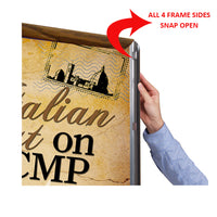 SNAP OPEN all 4 WOOD FRAME SIDES for EASY 20x24 GRAPHIC CHANGES