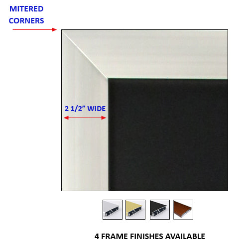  20x30 / 20 x 30 Picture Frame Satin Black .. 2'' wide with a  2'' double mat - Single Frames