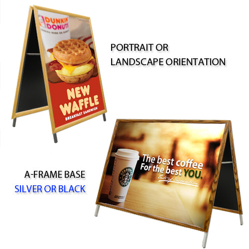 30x40 A-FRAME SIGN HOLDER with WOOD SNAP FRAME (not shown to scale) AVAILABLE IN BOTH PORTRAIT AND LANDSCAPE