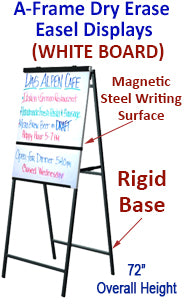 A-Frame Dry Erase Easel Displays - White Magnetic Steel Board (Rigid Legs)